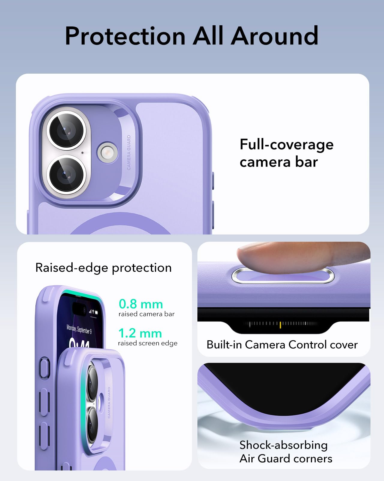 ESR for iPhone 17 Case, Camera Control, Compatible with MagSafe, Shockproof Military-Grade Protection, Magnetic Phone Case for iPhone 17, Classic Hybrid Case, Frosted Purple