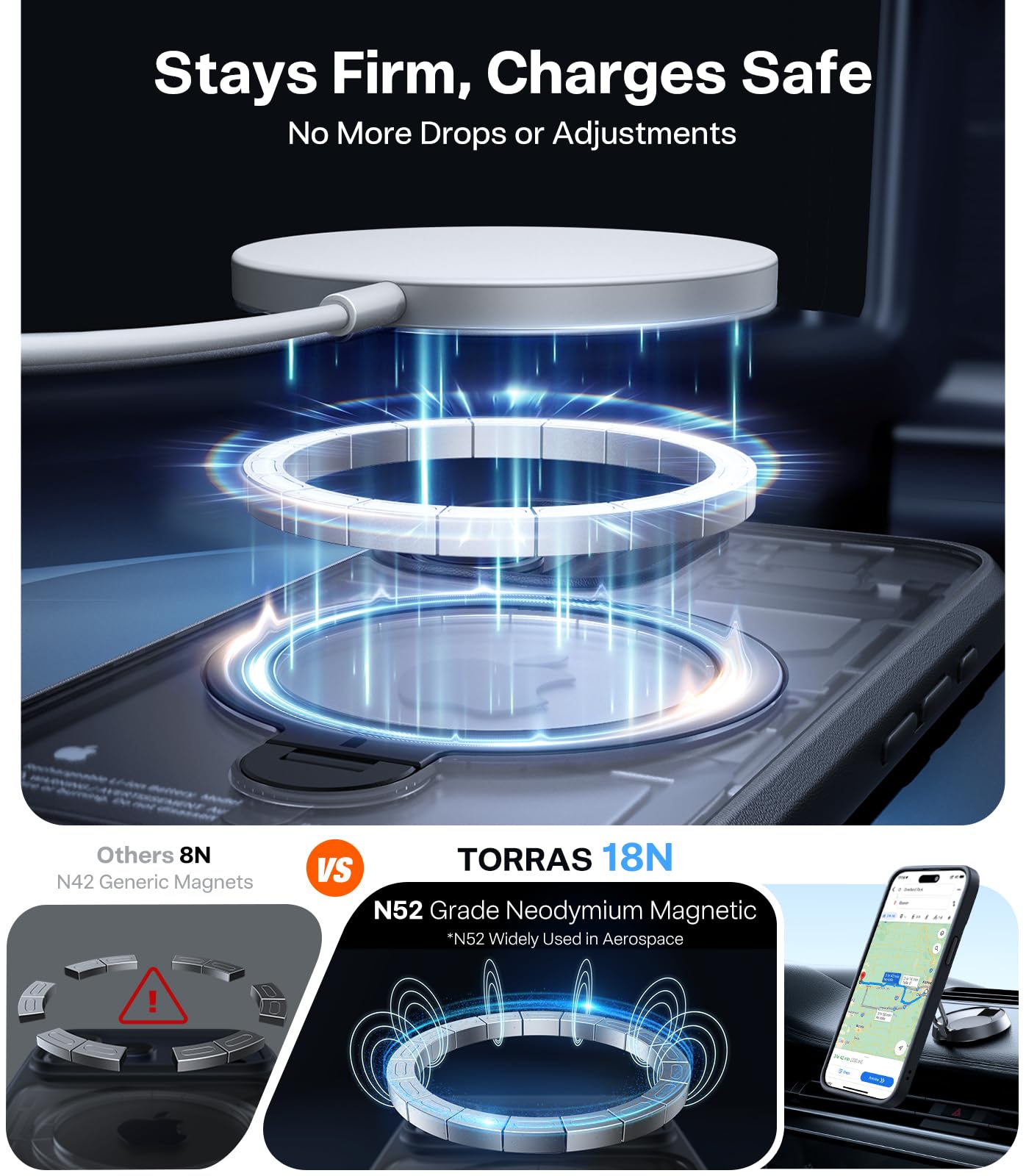 TORRAS Q3 360 Spin for iPhone 17 Case with Camera Control Button, Fit for MagSafe, Military Grade Protective Kickstand Case for 17 Phone Case with Stand, Black