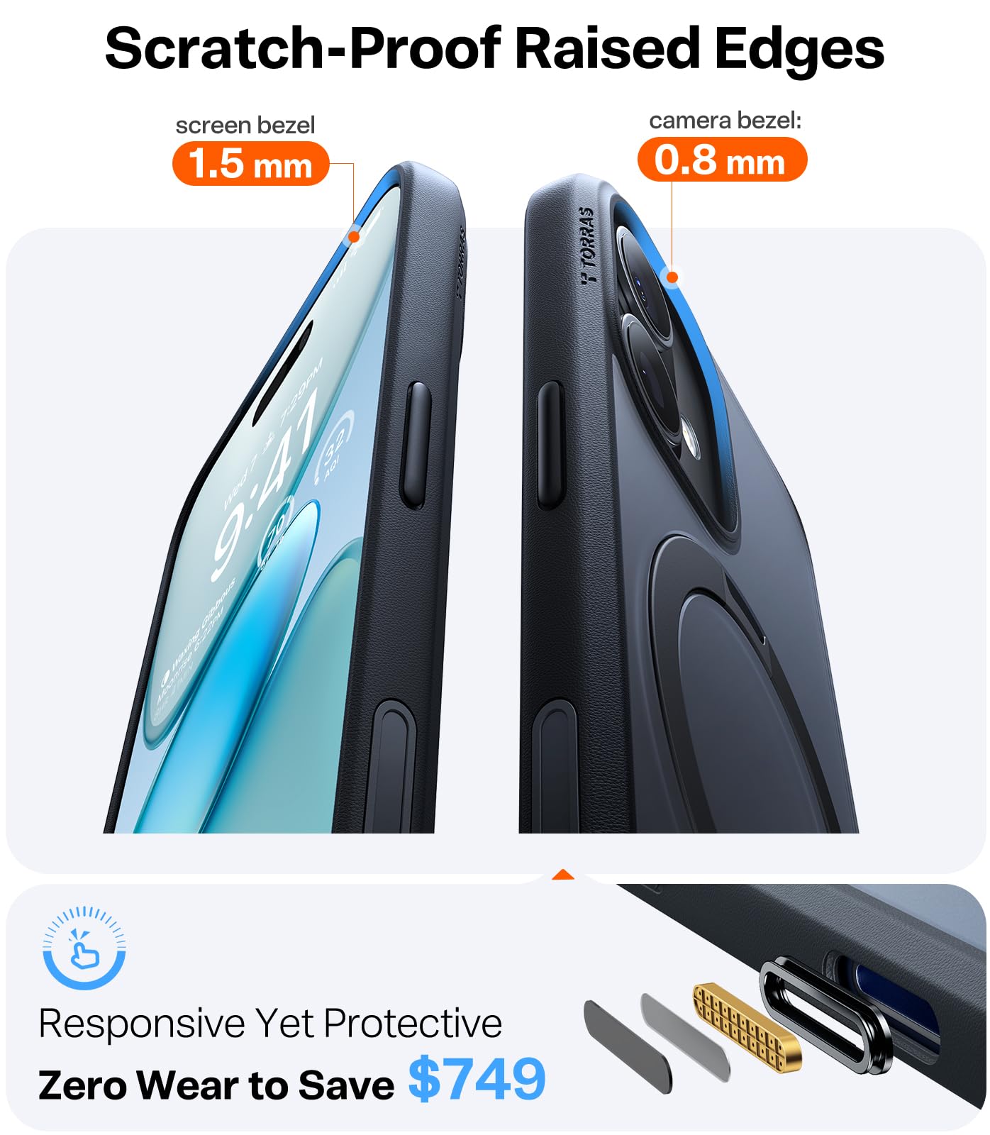 TORRAS Q3 360 Spin for iPhone 17 Case with Camera Control Button, Fit for MagSafe, Military Grade Protective Kickstand Case for 17 Phone Case with Stand, Black