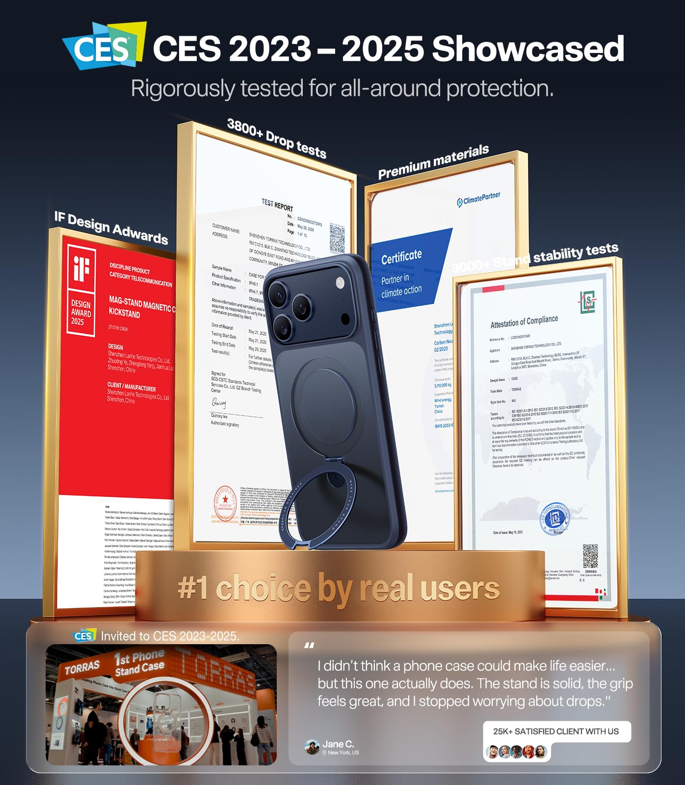 TORRAS Ostand Magnetic for iPhone 17 Pro Max Case, Fit for MagSafe, Sturdy Stand, Military Grade Drop Tested, Camer Control, Translucent Slim Soft Edge Case for iPhone 17 Pro Max 6.9", Deep Blue