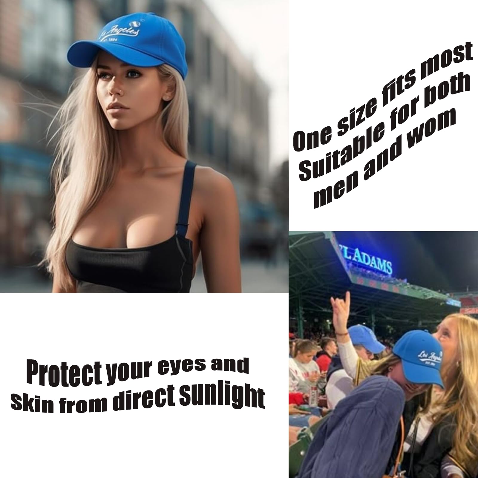 Embroidered City Cotton Los Angeles Baseball Cap, Adjustable Classic Vintage Fans Baseball Hat for Men Women