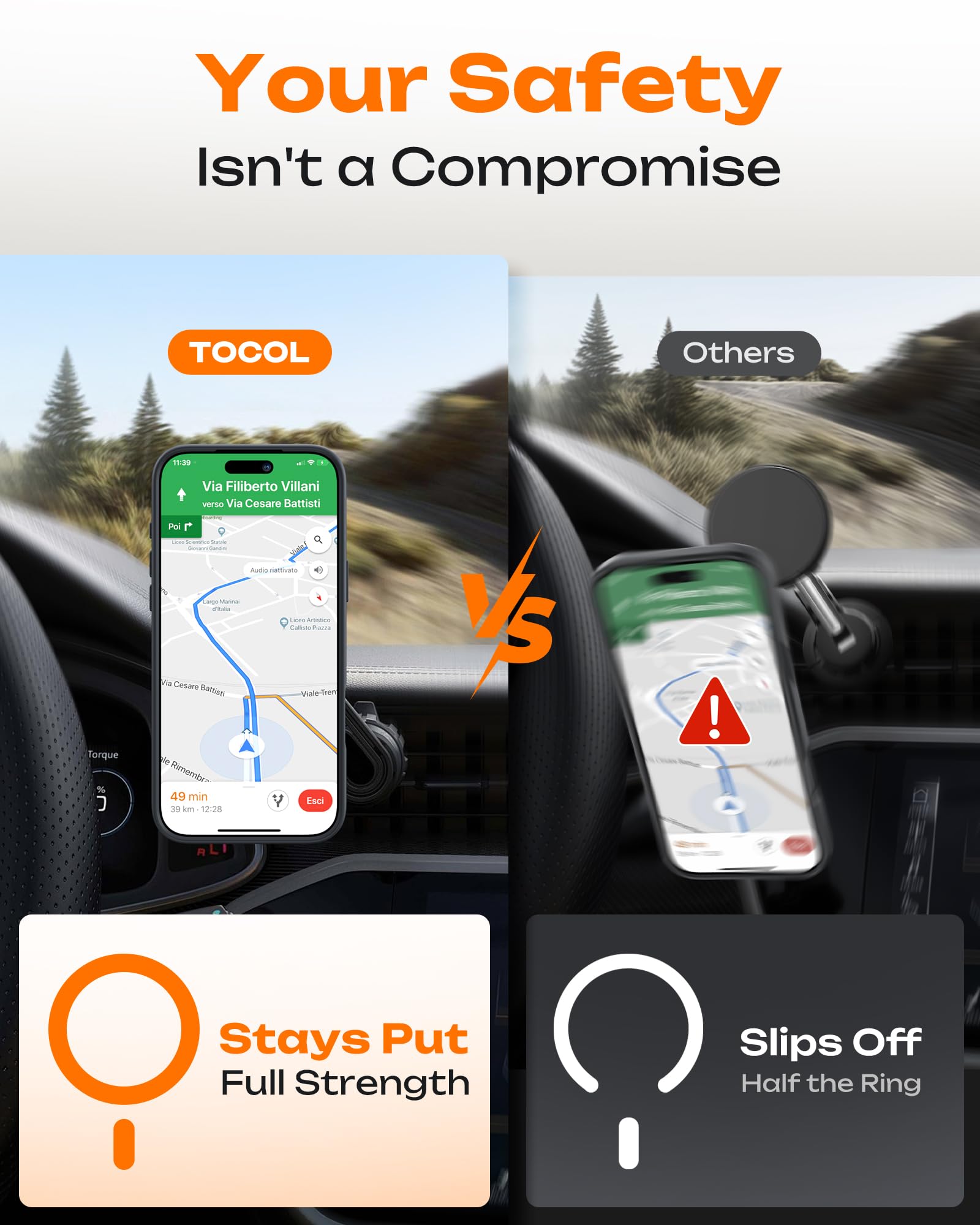 TOCOL for iPhone 17 Pro Max Case, Compatible with Magsafe, Full Camera Protection, Built-in Magnetic Ring, Translucent Matte Phone Case for iPhone 17 ProMax 6.9 inch (Black)