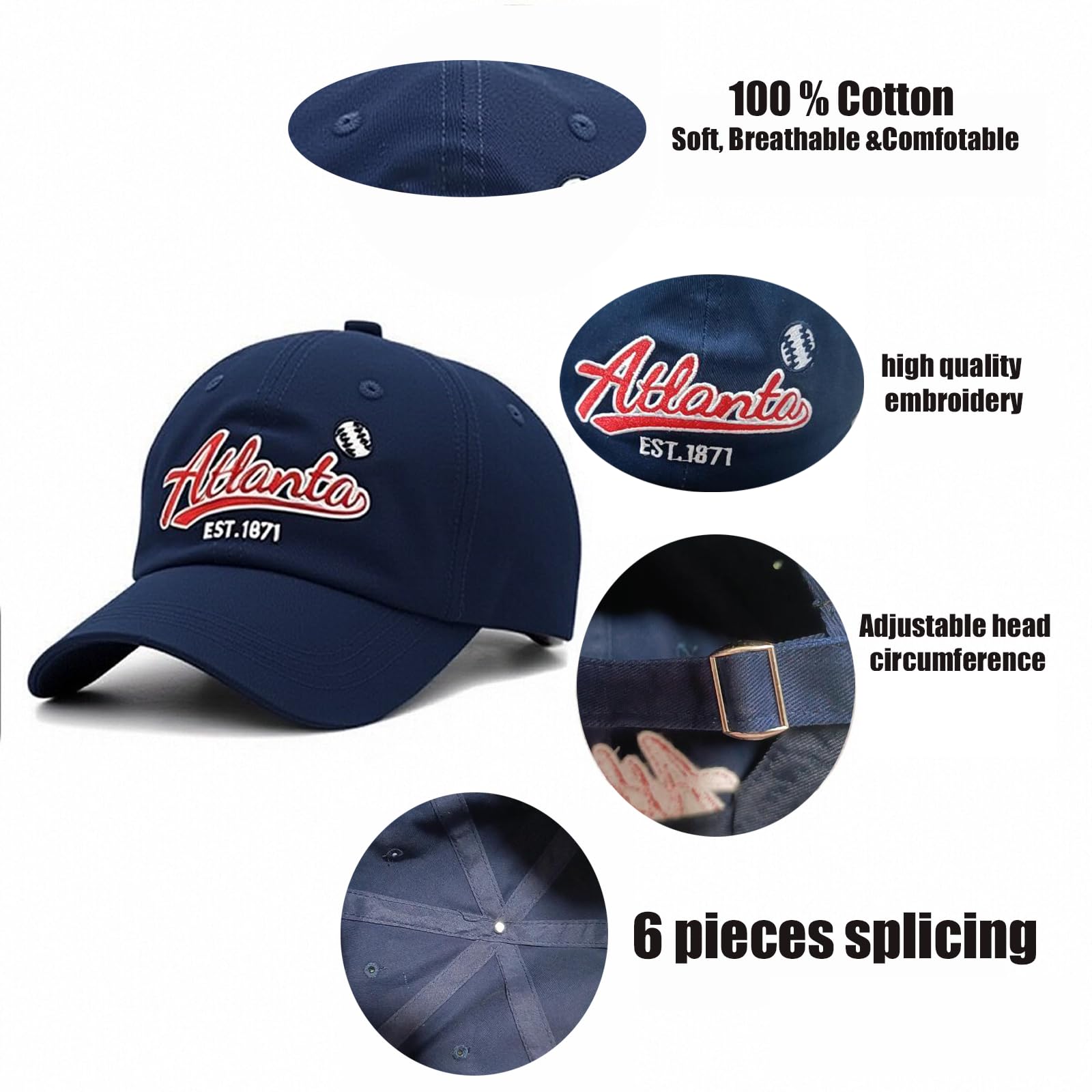 Embroidered City Cotton Los Angeles Baseball Cap, Adjustable Classic Vintage Fans Baseball Hat for Men Women