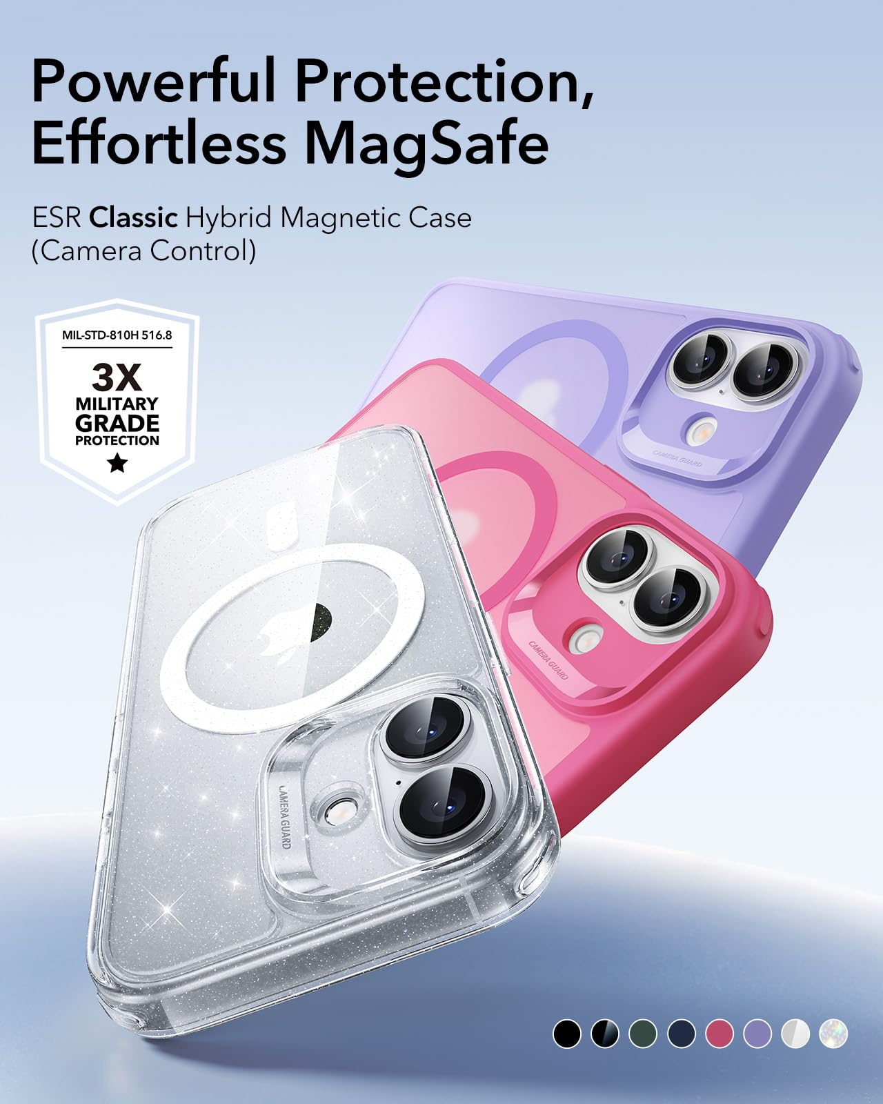 ESR for iPhone 17 Case, Camera Control, Compatible with MagSafe, Shockproof Military-Grade Protection, Magnetic Phone Case for iPhone 17, Classic Hybrid Case, Frosted Purple