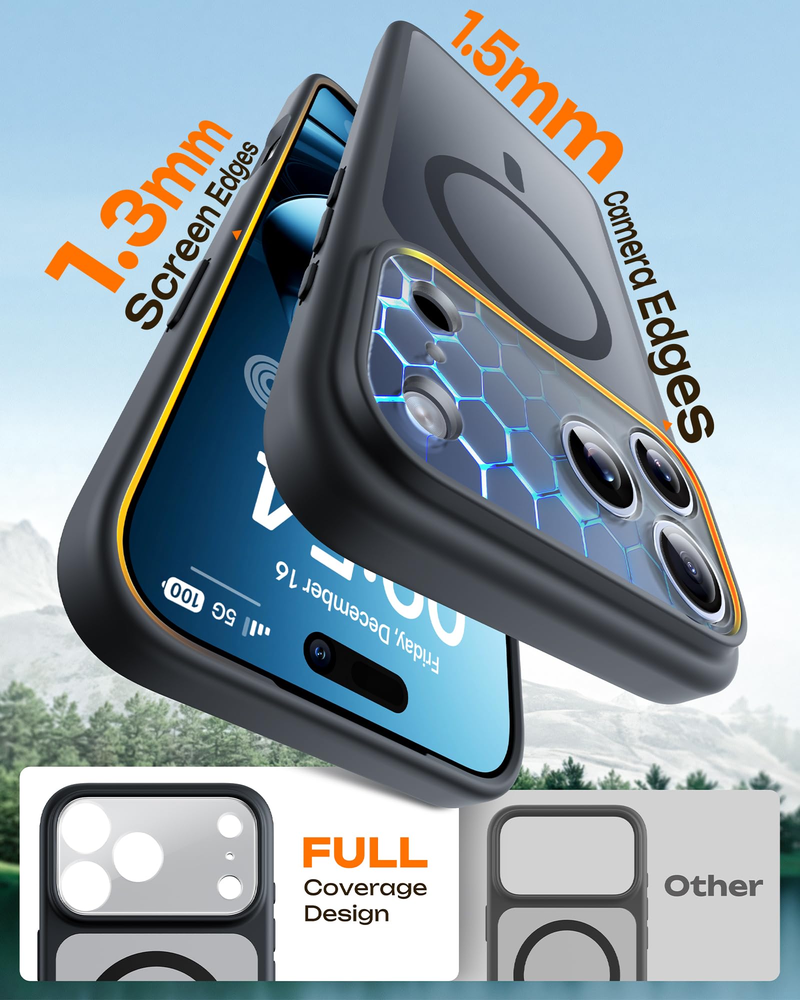 TOCOL for iPhone 17 Pro Max Case, Compatible with Magsafe, Full Camera Protection, Built-in Magnetic Ring, Translucent Matte Phone Case for iPhone 17 ProMax 6.9 inch (Black)