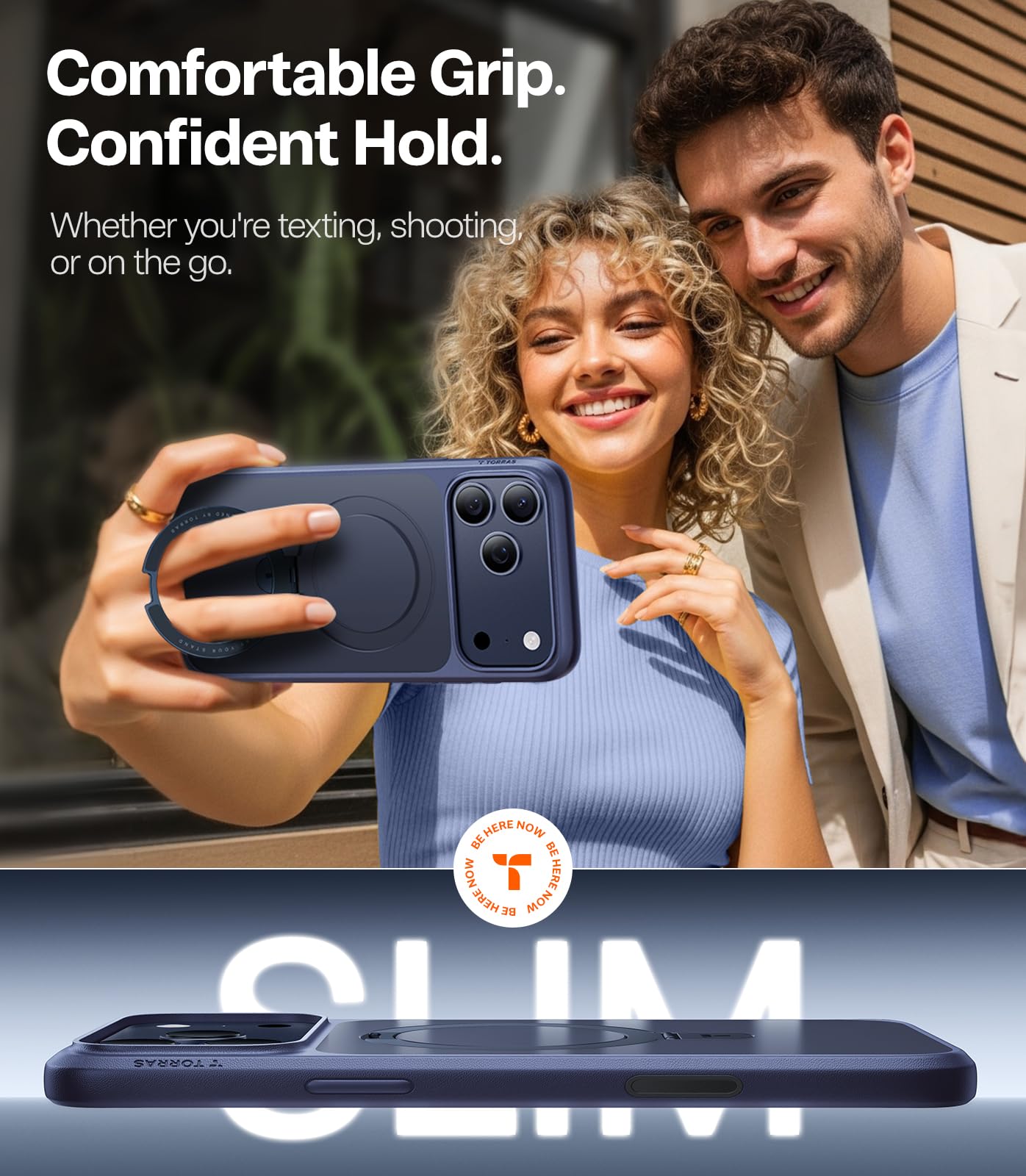 TORRAS Ostand Magnetic for iPhone 17 Pro Max Case, Fit for MagSafe, Sturdy Stand, Military Grade Drop Tested, Camer Control, Translucent Slim Soft Edge Case for iPhone 17 Pro Max 6.9", Deep Blue