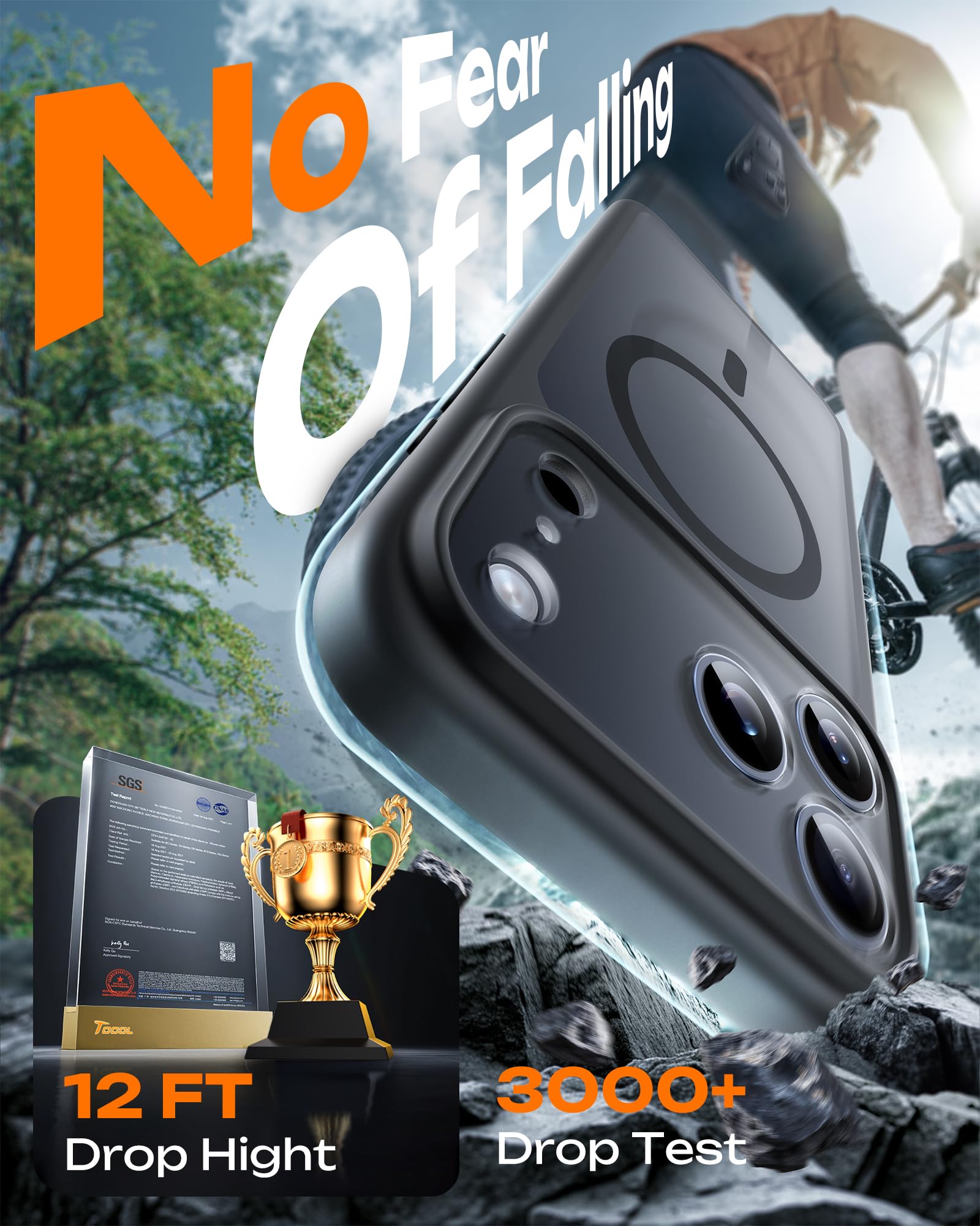 TOCOL for iPhone 17 Pro Max Case, Compatible with Magsafe, Full Camera Protection, Built-in Magnetic Ring, Translucent Matte Phone Case for iPhone 17 ProMax 6.9 inch (Black)