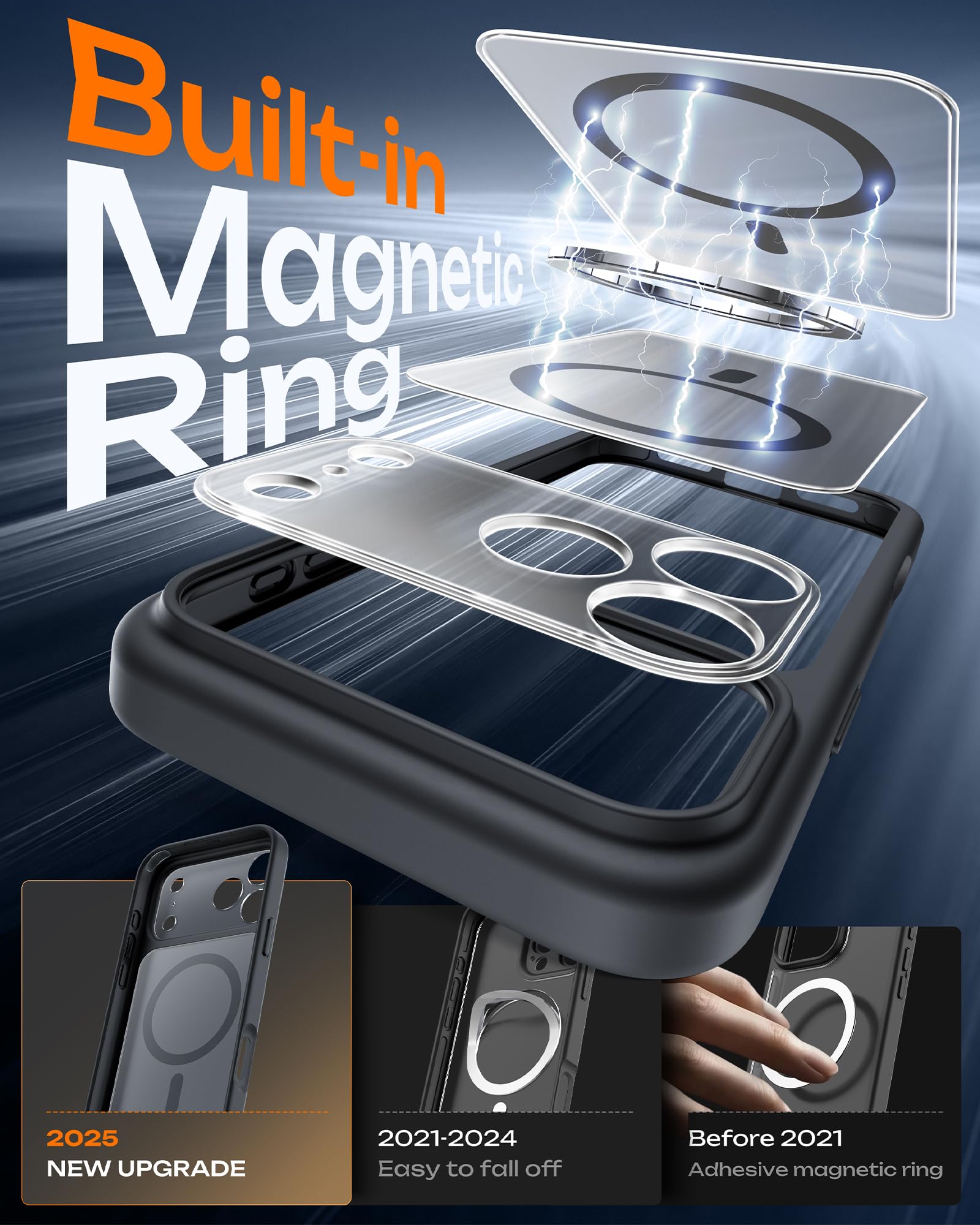 TOCOL for iPhone 17 Pro Max Case, Compatible with Magsafe, Full Camera Protection, Built-in Magnetic Ring, Translucent Matte Phone Case for iPhone 17 ProMax 6.9 inch (Black)