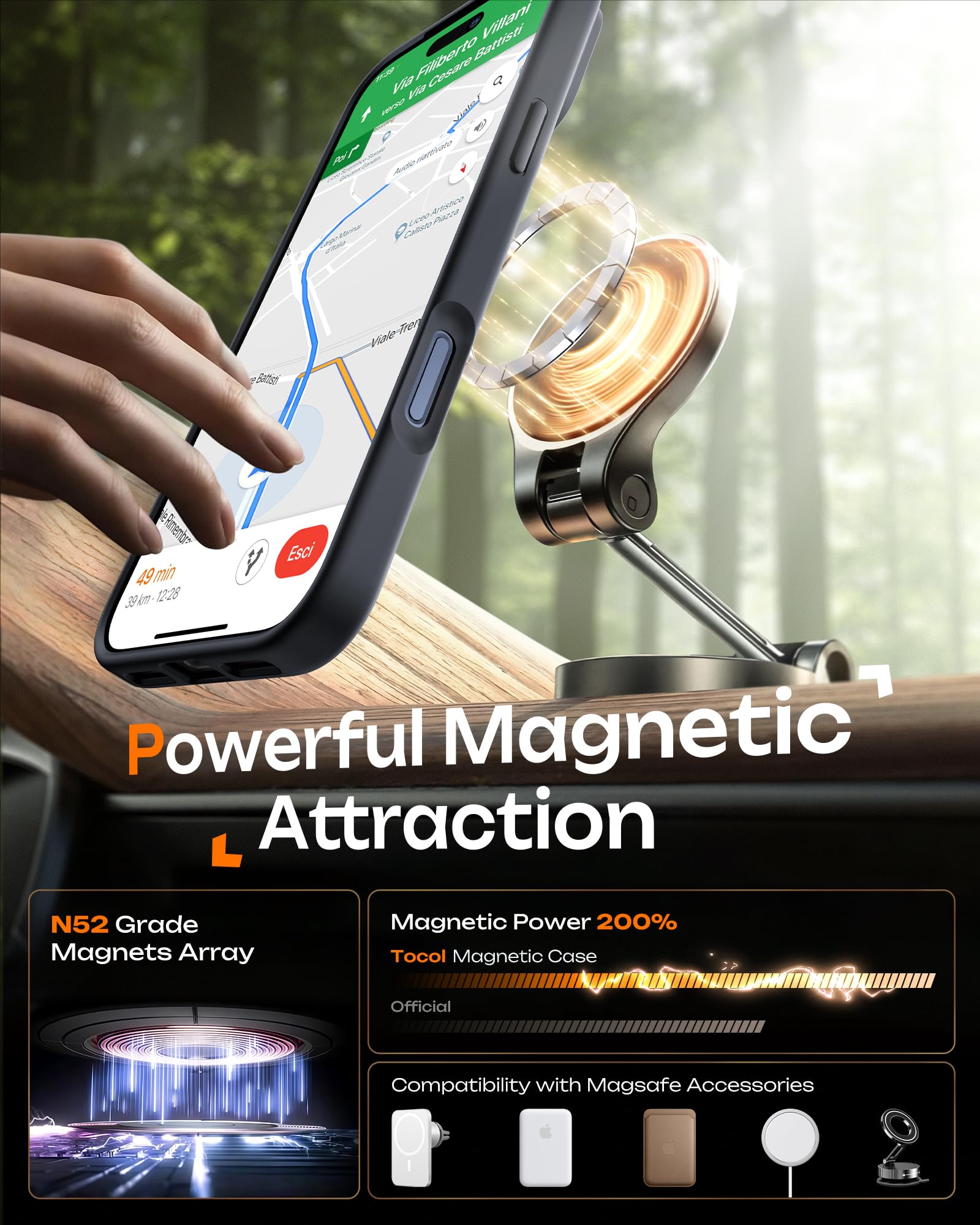 TOCOL for iPhone 17 Pro Max Case, Compatible with Magsafe, Full Camera Protection, Built-in Magnetic Ring, Translucent Matte Phone Case for iPhone 17 ProMax 6.9 inch (Black)