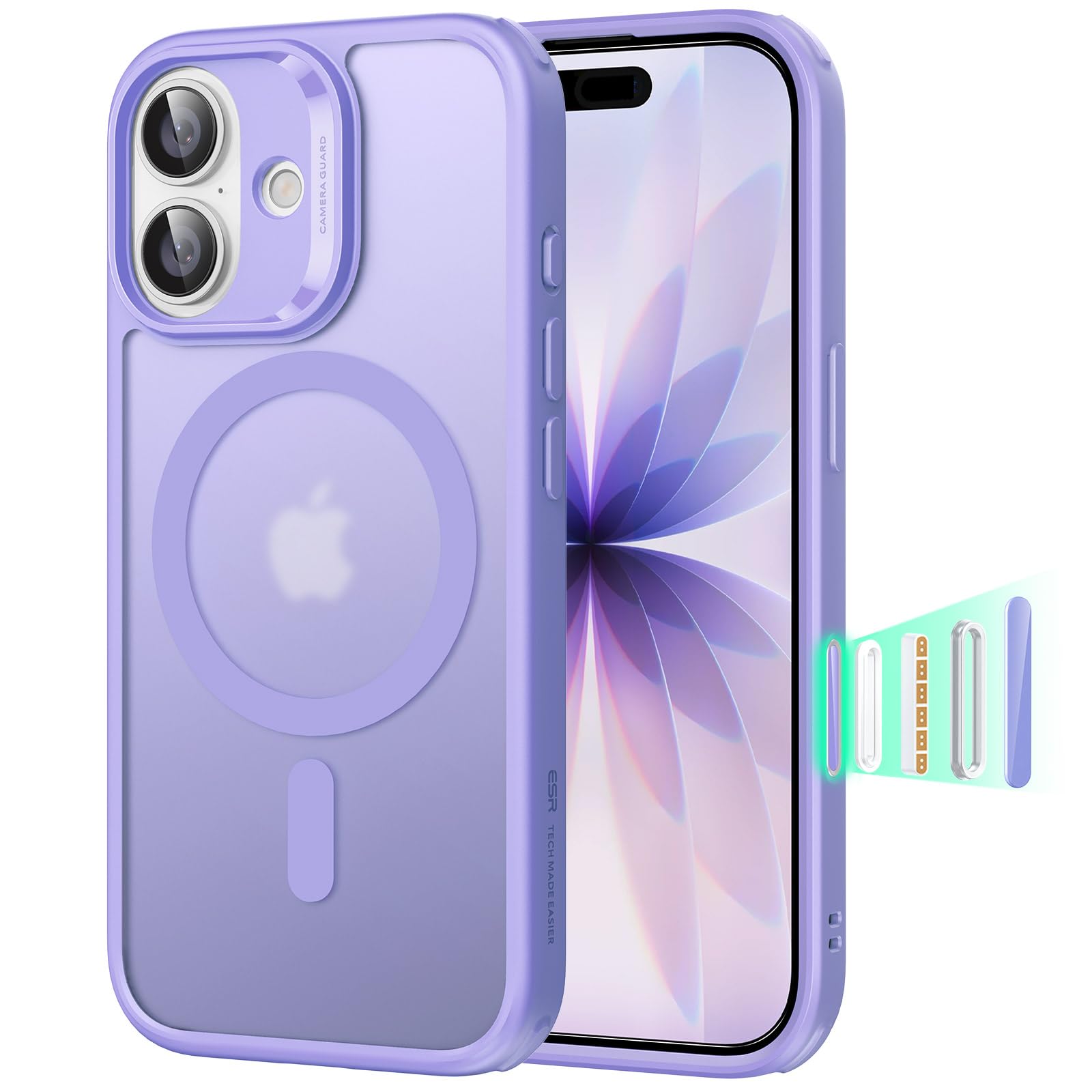 ESR for iPhone 17 Case, Camera Control, Compatible with MagSafe, Shockproof Military-Grade Protection, Magnetic Phone Case for iPhone 17, Classic Hybrid Case, Frosted Purple