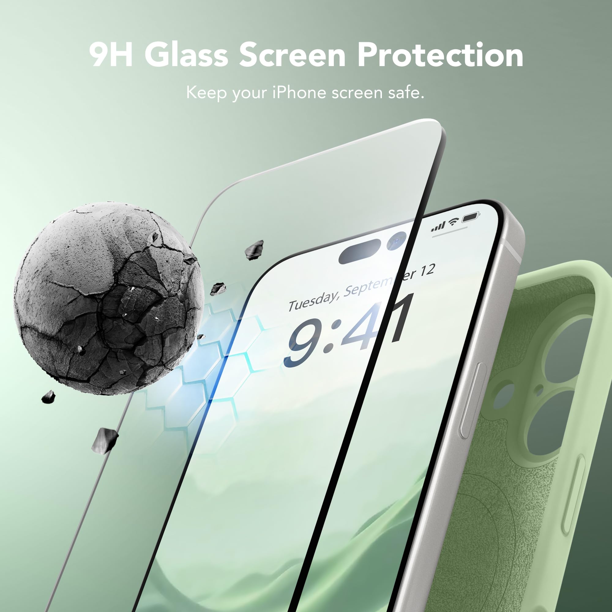 SuydanBox Magnetic for iPhone 17 Case, Compatible with MagSafe, [Full Camera Protection][Screen Protector] Silicone Shockproof Protective Phone Case for iPhone 17 6.3", Matcha
