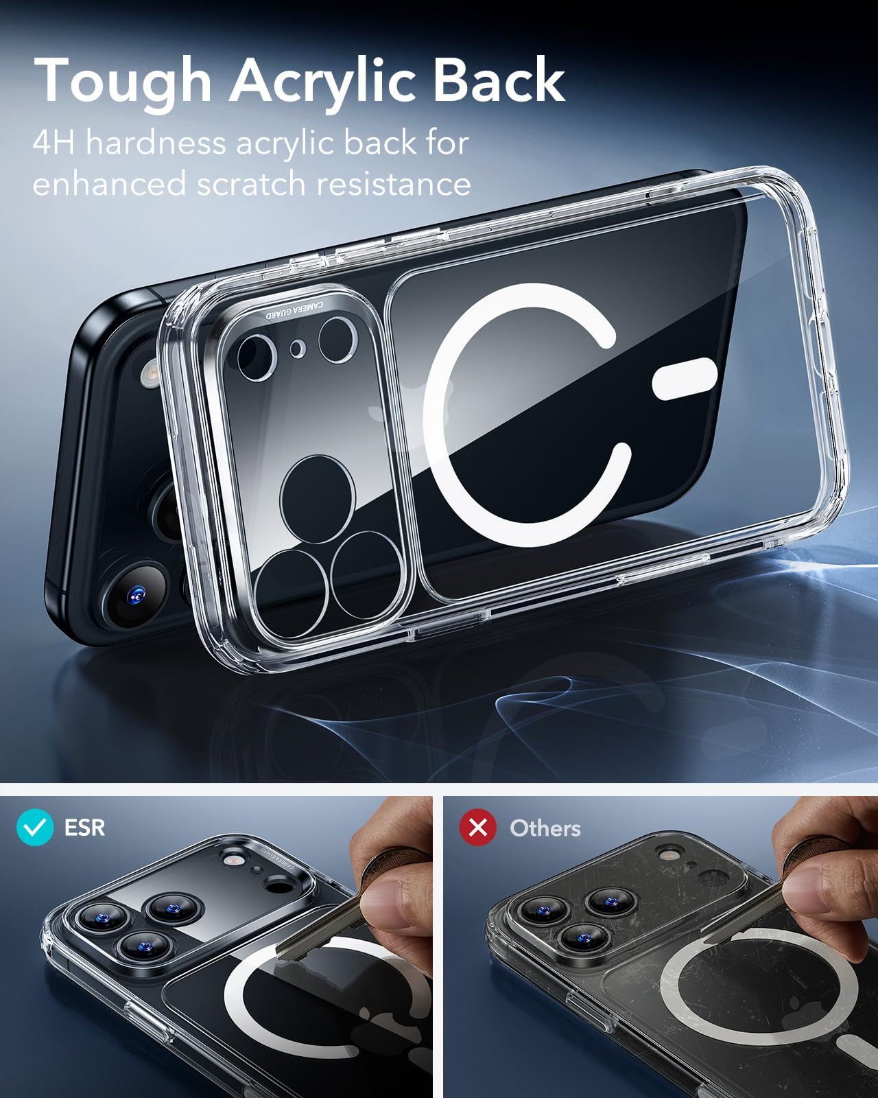 ESR for iPhone 17 Pro Max Case, Camera Control, Compatible with MagSafe, Shockproof Military-Grade Protection, Magnetic Phone Case for iPhone 17 Pro Max, Classic Hybrid Case, Clear