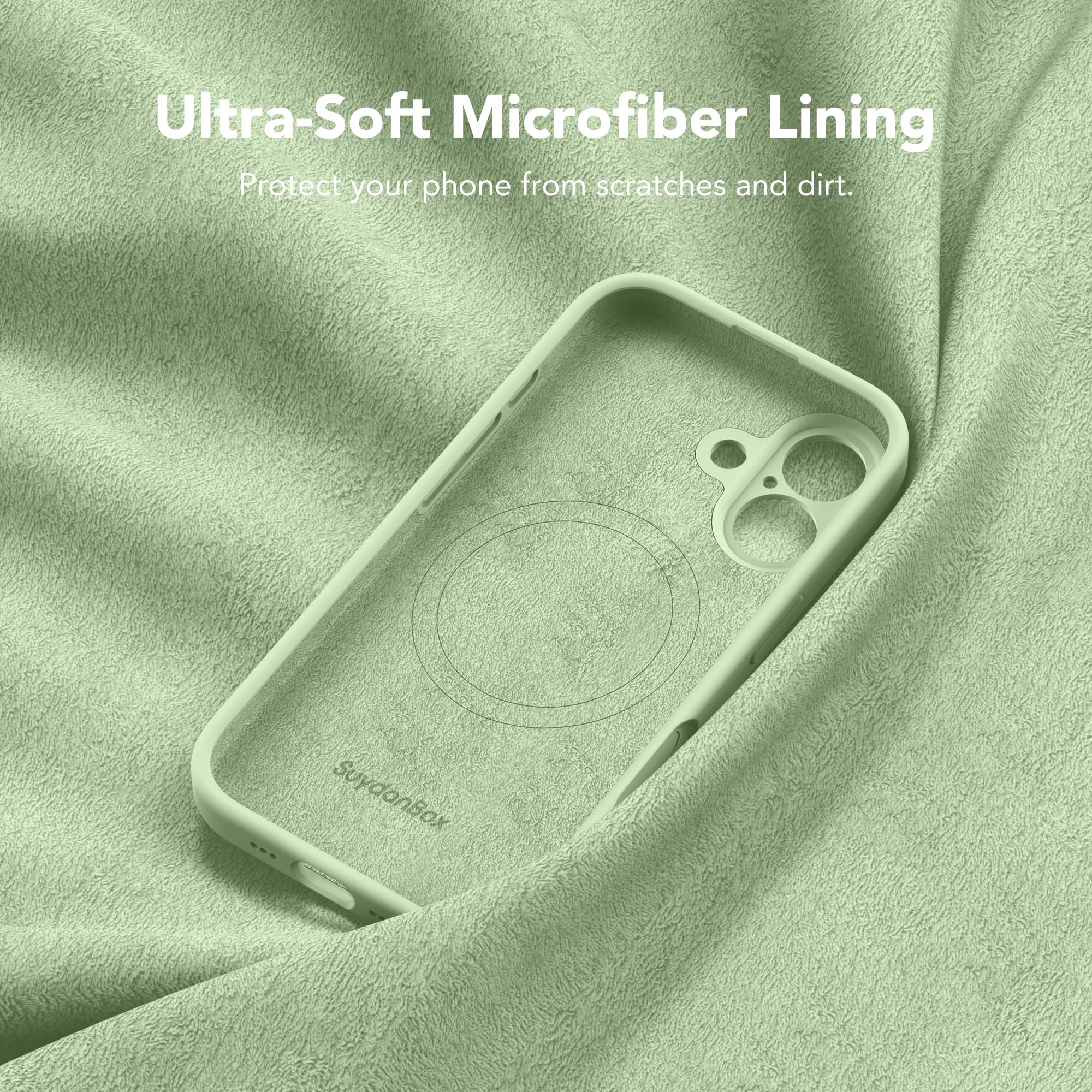 SuydanBox Magnetic for iPhone 17 Case, Compatible with MagSafe, [Full Camera Protection][Screen Protector] Silicone Shockproof Protective Phone Case for iPhone 17 6.3", Matcha